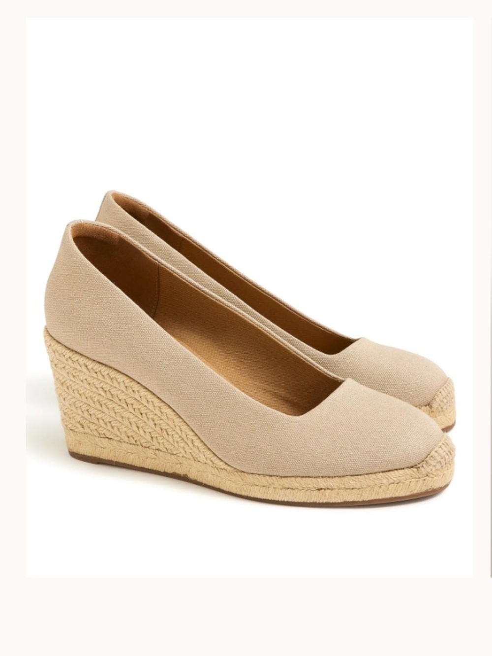 J. Crew Factory Beige Canvas Espadrille Wedge Pumpsโ